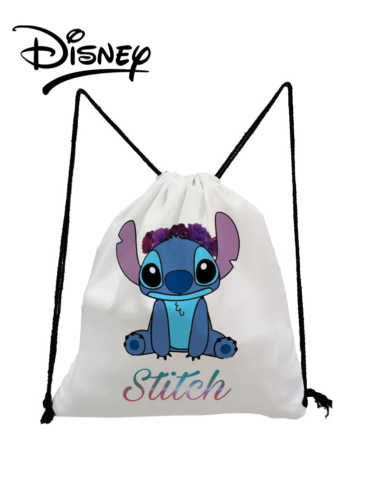 Disney Lilo Stitch Drawstring Bags Cute Cartoon Child Small Backpack Eco Reusable Travel Storage Bag Minimalist Swim Backpack