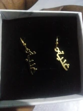 Pendientes de nombre personalizados para mujer, joyería hecha a mano con placa de nombre personalizada de acero inoxidable