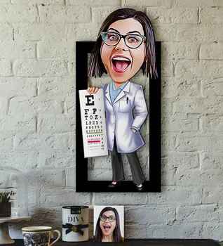 

Personalized Women 'S Eye Doctor Caricature OF 3D Wooden Table Quality Cost Effective Gift Design Decoration Wall picture
