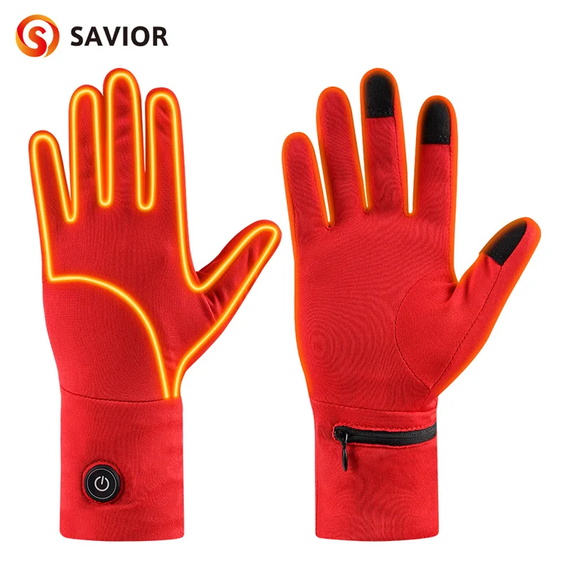 Fine heating, cycling or skiing gloves, rechargeable