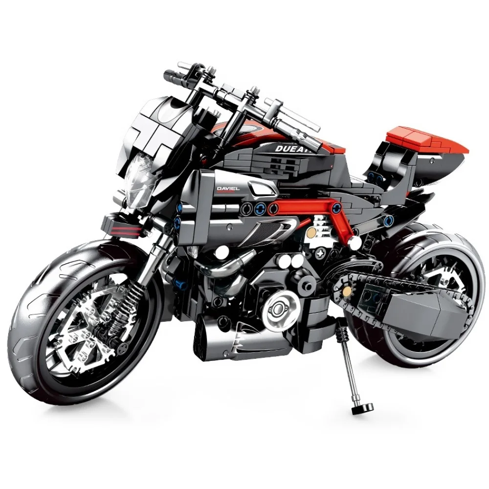 

702PCS Motorcycle Shape Building Blocks For Children Small Particles Assembled Safe Material Simulation Details Educational Toys