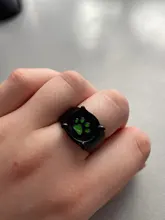 Anillos de gato negro de Anime para niños y niñas, joyería para disfraz, fiesta, regalo, estampado verde, esmalte, Pata de Gato