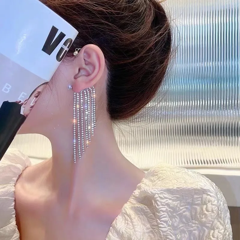 Luxury Rhinestone Tassel Butterfly Ear Clip Earring For Women Fake Piercing Cuff Fashion Jewelry Gift |