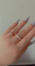 Huitan-anillo de compromiso con Circonia cúbica para mujer, sortija de compromiso, de boda, de lujo, cuadrado, Micro pavé, promesa de amor, gran oferta