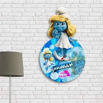 

Personalized The Smurfs Design Wooden Wall Clock-2