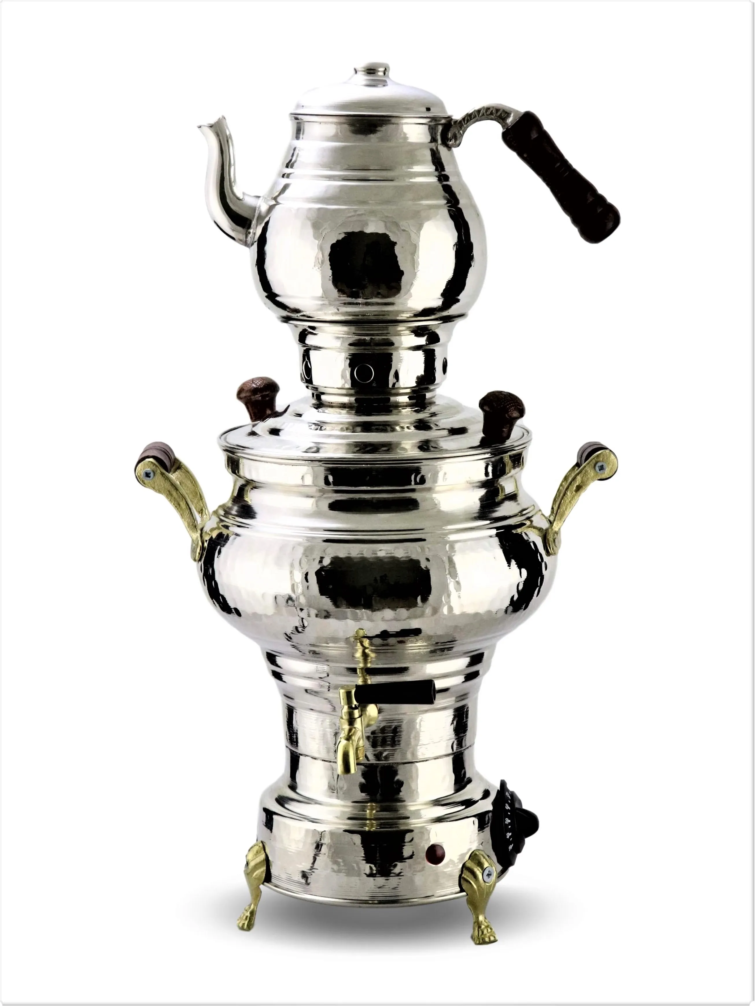 SONAYCOPPER Turkish Samovar Forged Copper Handmade Thermostat 4 lt Capacity Copper Samovar afbeelding