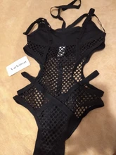 Swimwear Women Bathing-Suit Fish-Net Sheer Plus-Size Knit Mesh Xs-5xl Beach-V536b Female