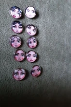 Botones a presión de 18mm para cara de niña, 10 Uds. Redondas mixtas, foto de cristal, cabujón, estilo para pulseras a presión de 18mm, regalo de joyería