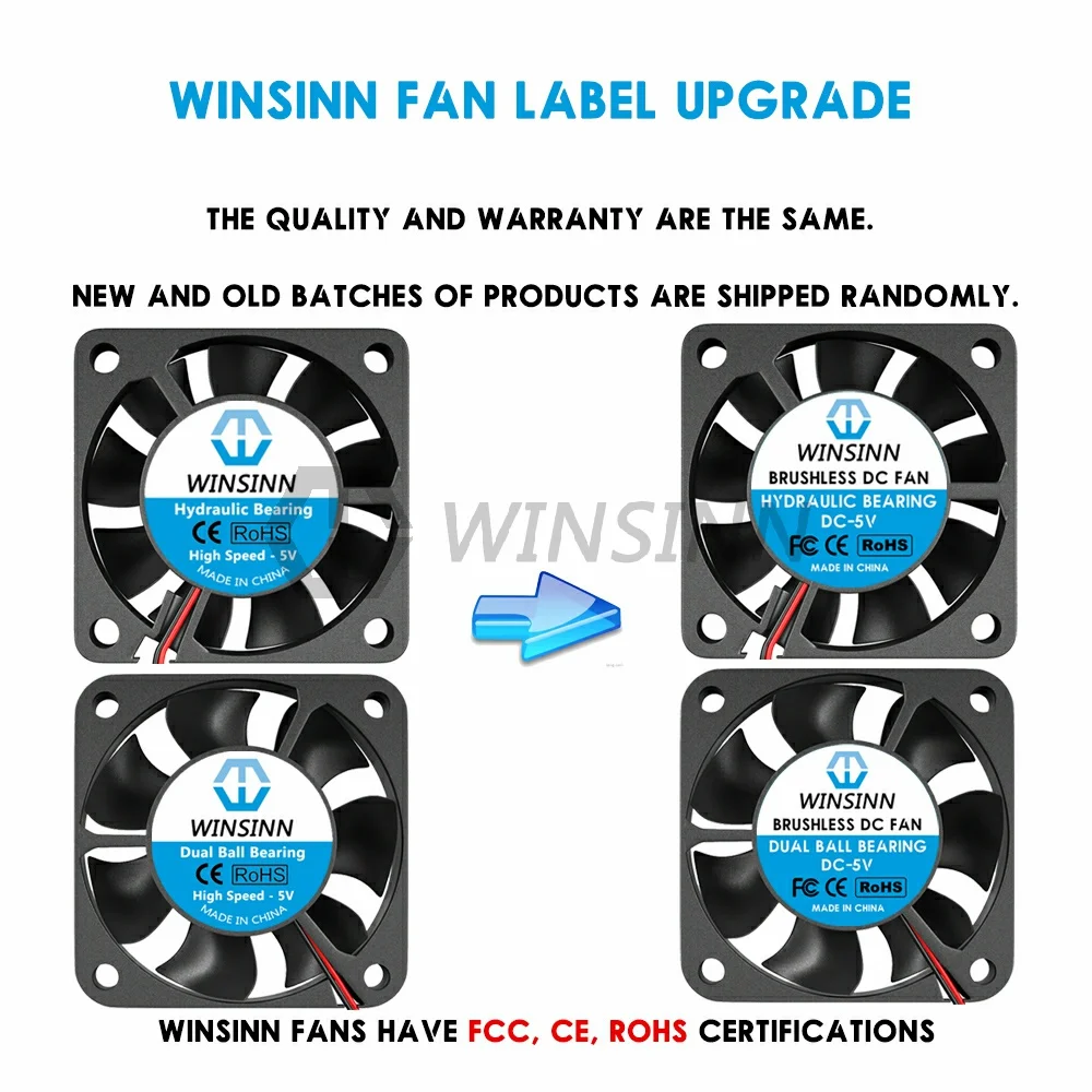 Winsinn-ventilador Hidráulico e Duplo do Rolamento de Esferas Refrigeração sem Escova 40x10 mm 2pin dc 5v 12v 24v 4010 Pack - Imagem 6