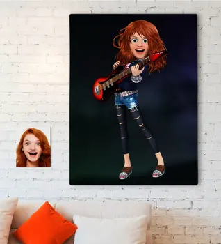 

Personalized Women 'S Guitarist Animation Caricature Of Canvas table 70x100cm -12