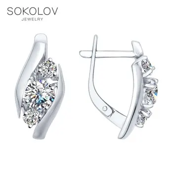 

SOKOLOV Silver drop earrings with stones with Swarovski Crystals fashion jewelry silver 925 women's male, long earrings
