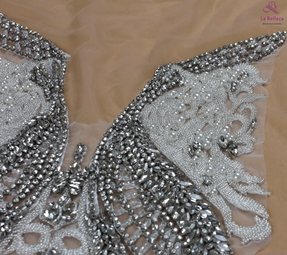 La Belleza красивый большой цельнокроеное платье ручной работы с украшением в виде кристаллов Стразы патч торжественное платье аппликация аксессуары 33X55 см