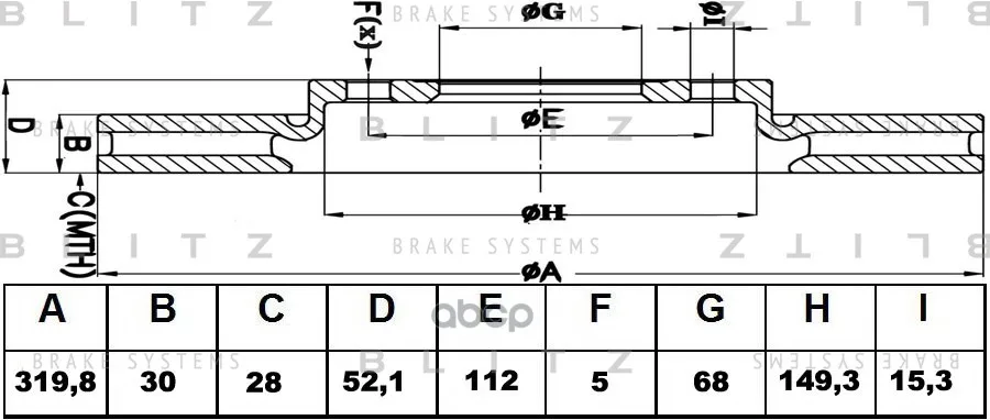 Диск Тормозной Audi A4/A5/A6/A7/Q5 07- Blitz арт. BS0329