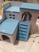 Hamster Hideout Pet-Cage Guinea-Pig Wooden Small Cute for Climbing-Toy Double-Layer