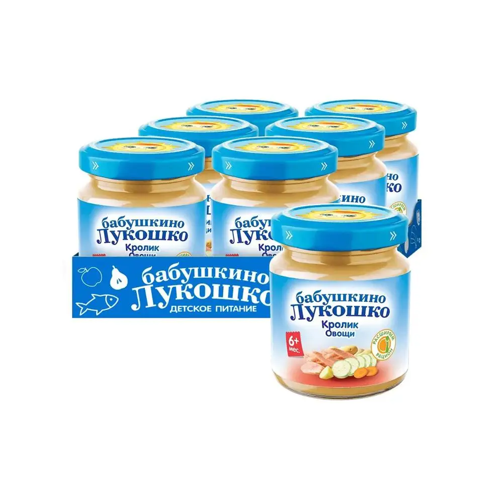 Puree babushkino lukoshko rabbit-vegetables for children from 6 months PCs. 100g feeding food feedkid meat vegetable Baby meal | Мать и