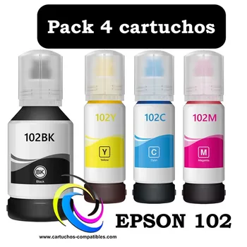 

Compatible Epson 102 Pack 4 or drive EcoTank ET2700 ET2750 ET3700 ET3750 ET4750 ET-2700 ET-2750 ET-3700 ET-3750 ET-4750