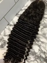 Pelucas rizadas de cabello humano de 30 pulgadas, pelo 13x6 con rizos profundos, onda de encaje, de cabello humano, brasileño, sin pegamento, nudos blanqueados pre-arrancados, para mujeres negras