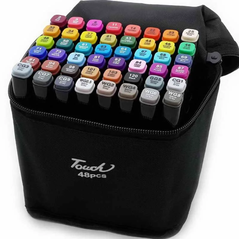 Markers for sketching by numbers 24 PCs. Set drawing set 48 80 PCs Felt-tip pens the artist stationery schoolboy Double brush permanent marker