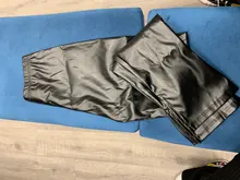 OrangeA de moda de las mujeres pantalones de piel de imitación Y2K pantalones dividir lápiz negro de alta cintura moda de calle elegante Sexy Slim Skinny Clubwear