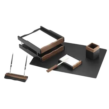 

Set of table Delucci 6 items, dark brown walnut