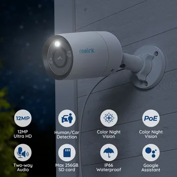 Reolink 12MP Ultra HD PoE IP Camera Smart Advanced Detection Alert Security Cam 2 way