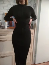 Dress Women Celebrity Bodycon Bandage Evening-Runway Long-Sleeve Midi Nude Black Winter