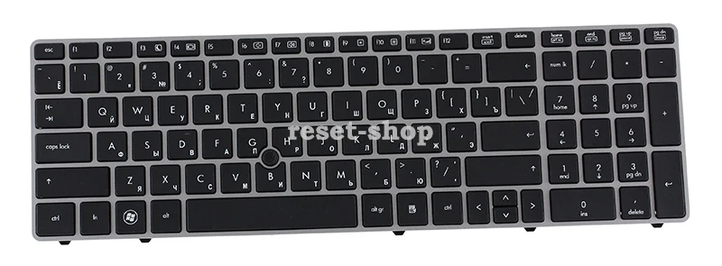 Клавиатура для ноутбука HP EliteBook 8560P черная с серебристой рамкой |