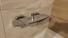 Bathroom Tub Faucet Single Handle Waterfall Spout Mixer Tap with Hand Shower Wall Mounted