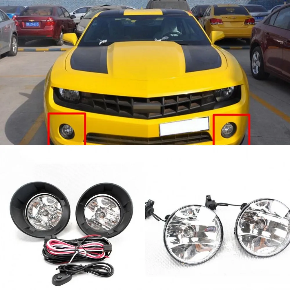 

JanDeNing For Front Bumper Halogen Fog Light Lamp+Wiring+Switch Kit For Chevrolet Camaro 2011-2016
