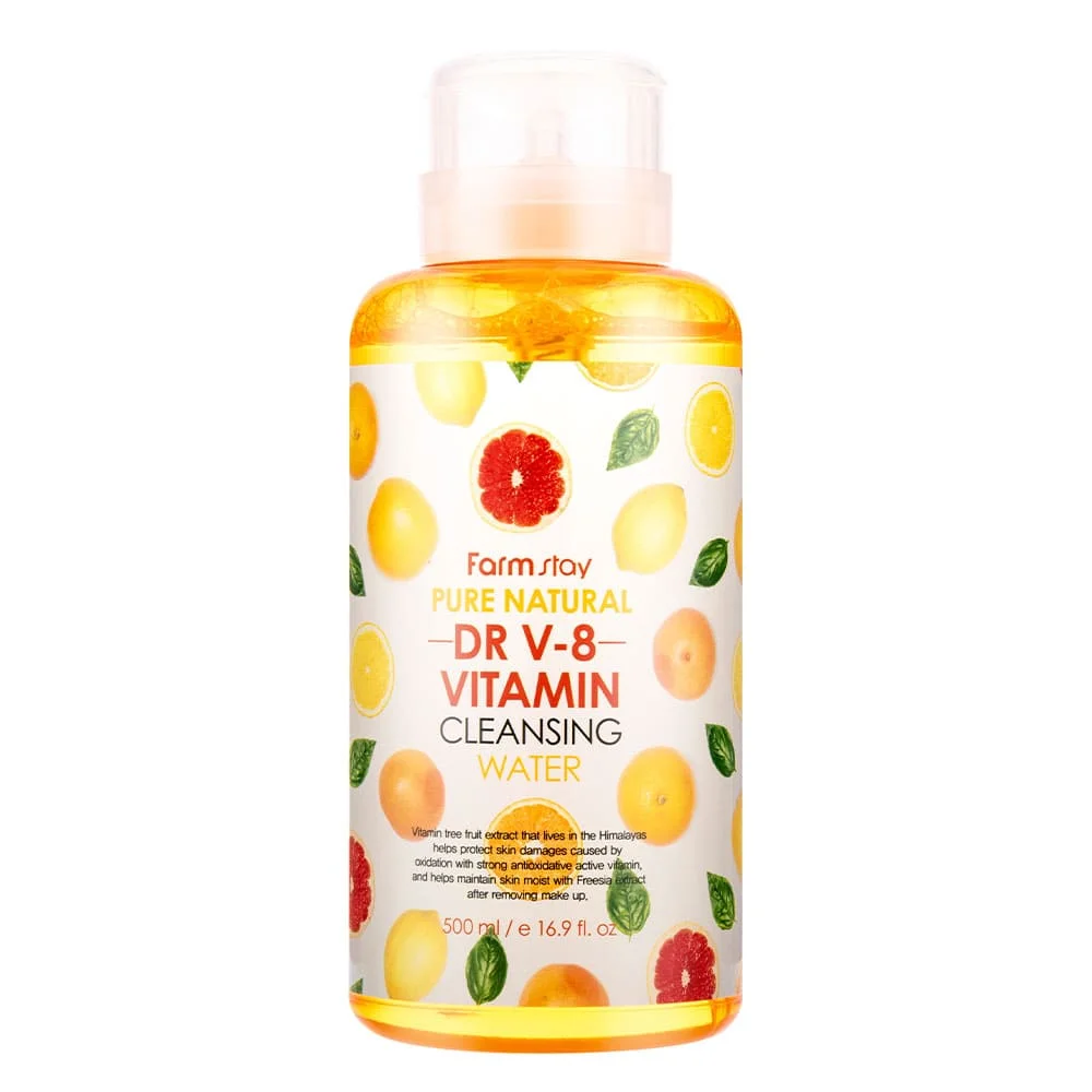 Farmstay/purifying water with vitamins/pure natural Dr V-8 vitamin cleansing (500 ml)/Korean cosmetics | Красота и здоровье