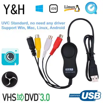 

Y&H USB2.0 UVC Game Capture Audio Video Recording Card,Convert Analog Video Audio to Digital Format for Xbox, VHS, Wii, PS3