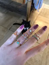 Anillos metálicos de dedo con piedras coloridas para mujer y niña, HZ, 2019, Vintage, color plata, para verano