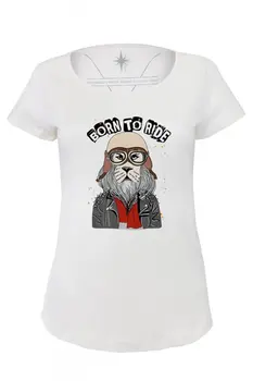 

Angemiel Born To Wear Ride Lion Cotton White Women 'S T-Shirt