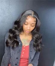 UNice-Peluca de pelo largo ondulado, 4x4 pulgadas, cierre de densidad, 180% y 150% Natural, con línea de pelo Natural prearrancado