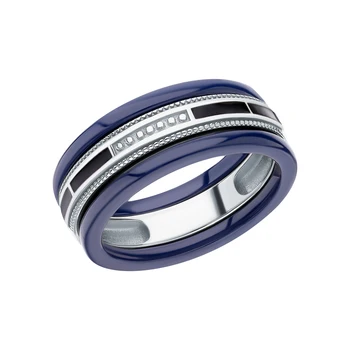 

Silver ring with ceramics and enamel sunlight sample 925