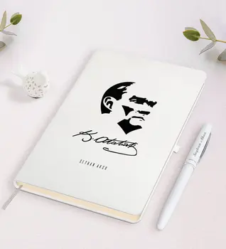 

Personalized Ataturk Themed White Notebook and Pen Gift Seti-24
