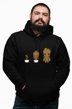 

Angemiel Wear Growing Groot Black Male Hooded Sweatshirt