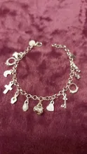 De moda de joyería de moda de plata elegante Color plateado pulsera Luna corazón cerradura Cruz encanto pulsera 13 pulsera de colgantes