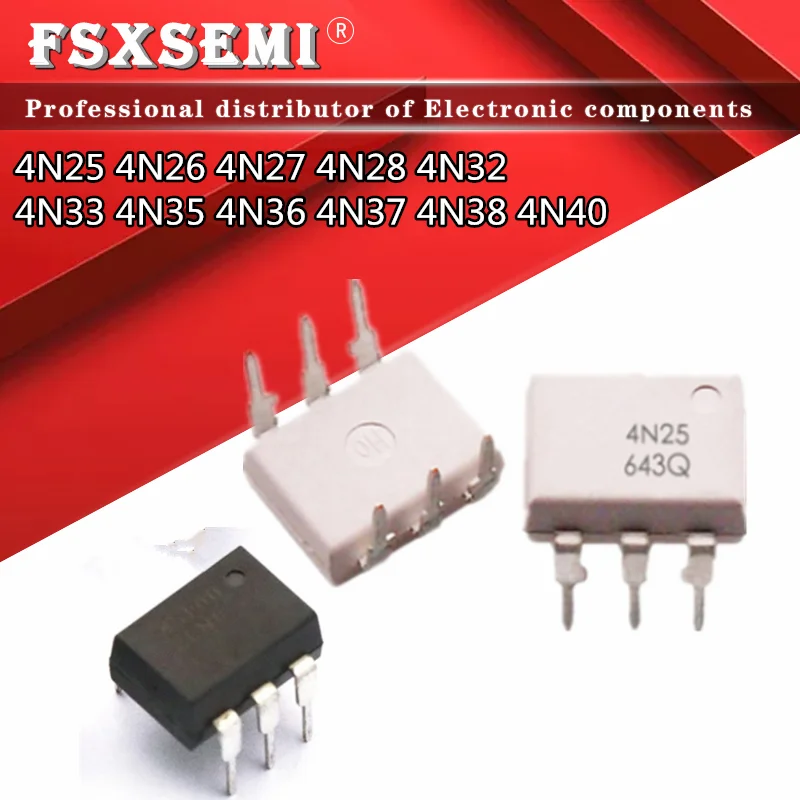 10pcs/lot 4N25 4N26 4N27 4N28 4N32 4N33 4N35 4N36 4N37 4N38 4N40 DIP-6 IC Optocoupler