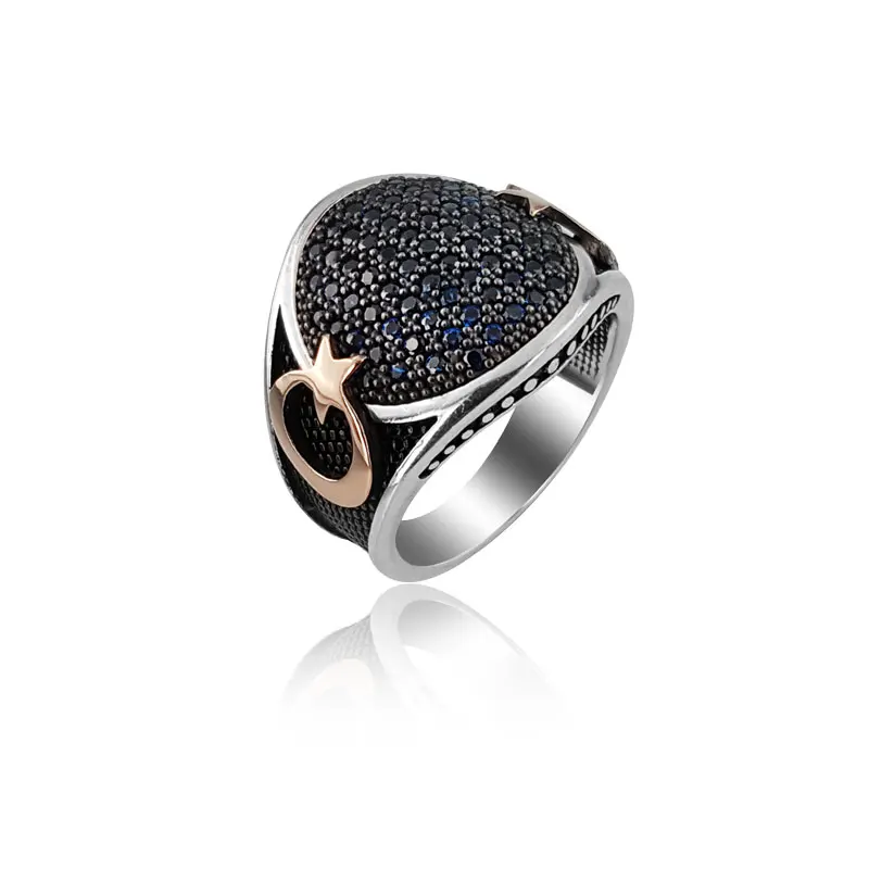 

925 Silver Traditional Moon Star Silver Turkish Rings for Men