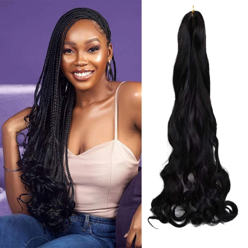 Synthetic 26 Inches Loose Wave Crochet Braids Hair Ombre Spiral Curls Pre Stretched Braiding Hair Extensions For Black Woman