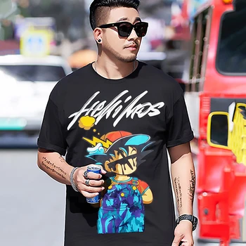 

Short Sleeve cotton T Shirt Men Summer High Quality Tshirt Top Tees Plus Size 2XL- 7XL 8XL 9XL Print cartoon 150 kg hip hop