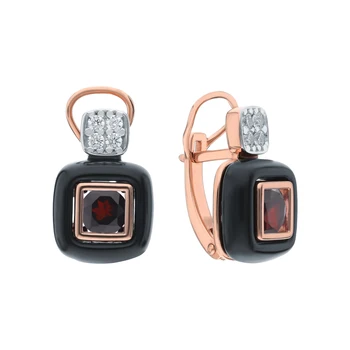 

Silver earrings with cubic zirconia and Garnet sunlight sample 925