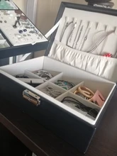 Joyero de cuero de alta capacidad para mujer, organizador de joyas de viaje, multifunción, collar, pendientes, caja de almacenamiento de anillo, regalos para mujer