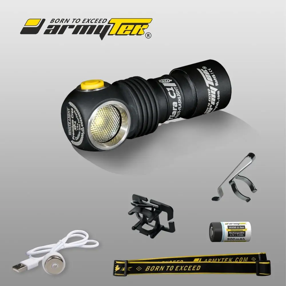 Светодиодный Налобный Фонарь Armytek Tiara C1 XP-L LED+ Магнитная Зарядка+ 18350 Li-Ion Aккумулятор Перезаряжаемый Мультифонарь