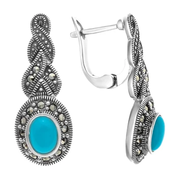 

Silver earrings with marcasite and turquoise