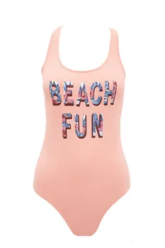 

DeFacto Summer Woman Sling Swimsuit Female Casual Letter Pattern Swimming Jumpsuits Beach Pink -K3517AZ19SM