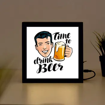 

Time To Drink Beer Handcrafted Wooden Light Box Sign for Home, Restaurant, Coffee Shop Business Signage