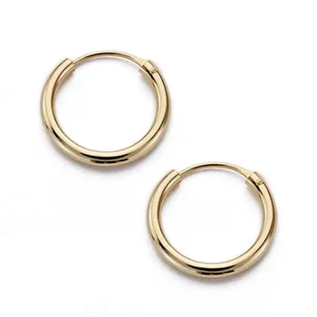 

18k gold earrings Hoops 12mm. Smooth round light Creole [AA0263]