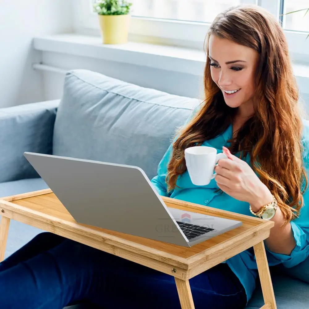 Bandeja para Cama Plegable, Inclinable con Atril Abatible, Mesa de Desayuno  para Comida, Mesa Auxiliar para Computadora